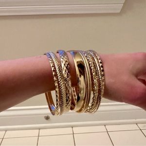 Set of 10 Gold Bangle Bracelets